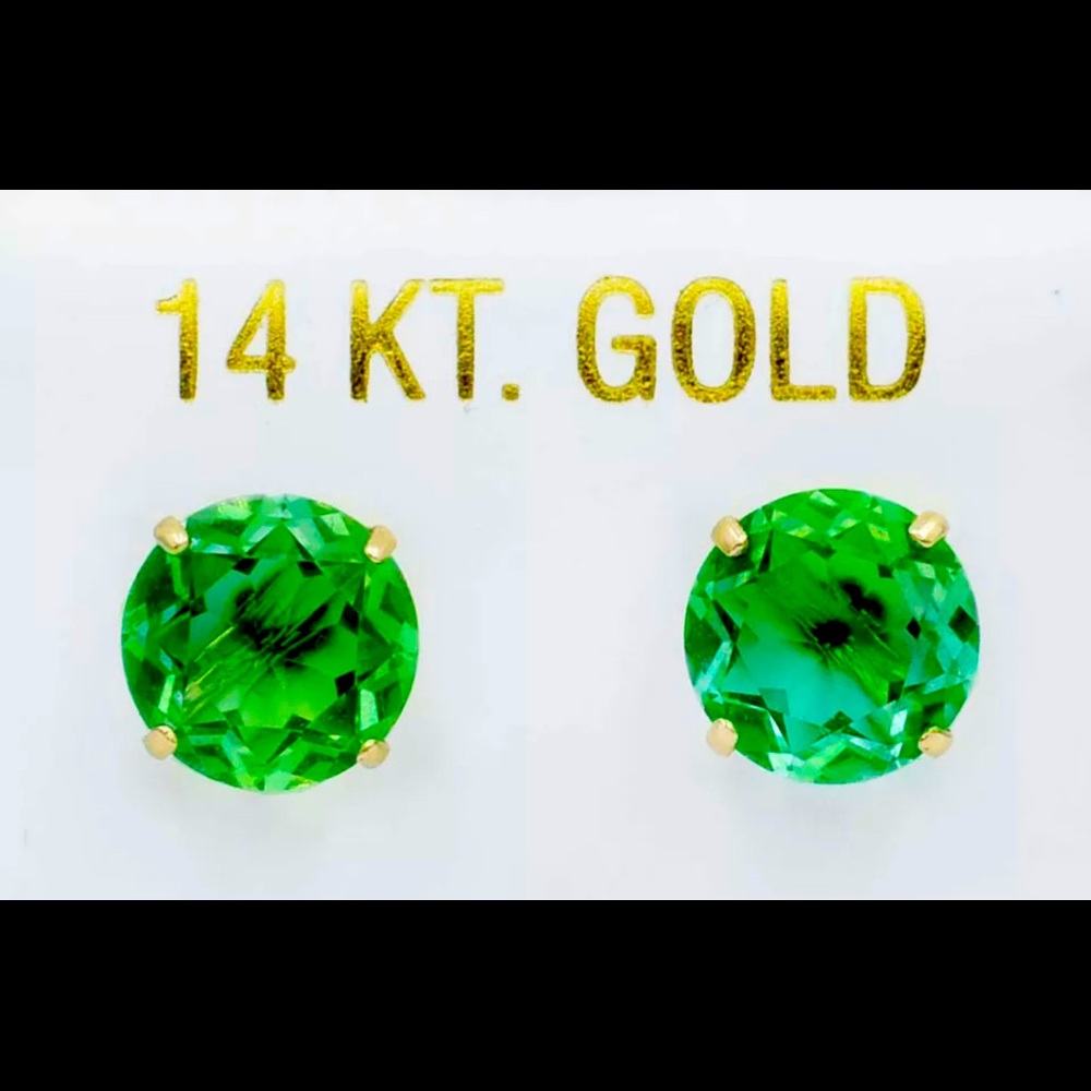 GENUINE 4.20 CTW GREEN FLUORITE EARRINGS 14K YELLOW GOLD ** FREE Appraisal